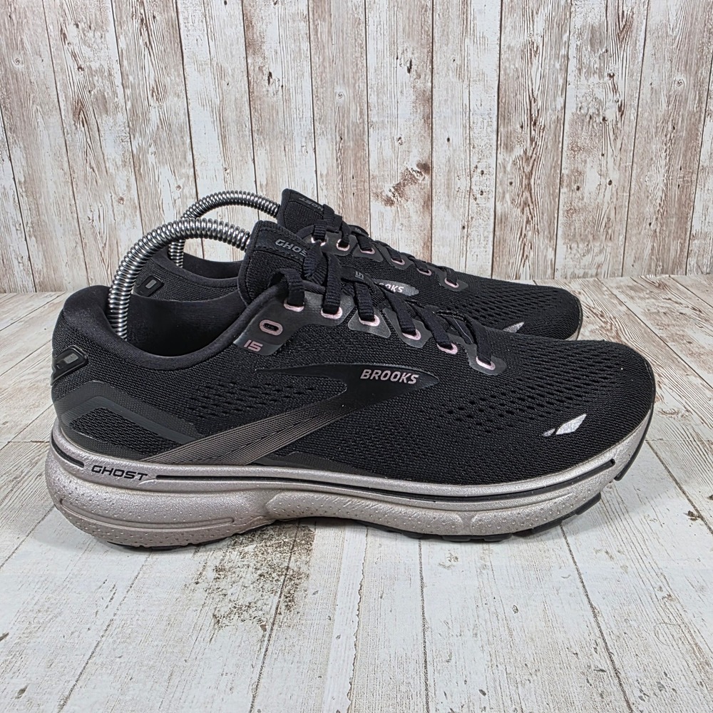 Brooks Ghost 15 Womens Running Shoes Black Rose Silver 1203801B014 Size 9‎ B